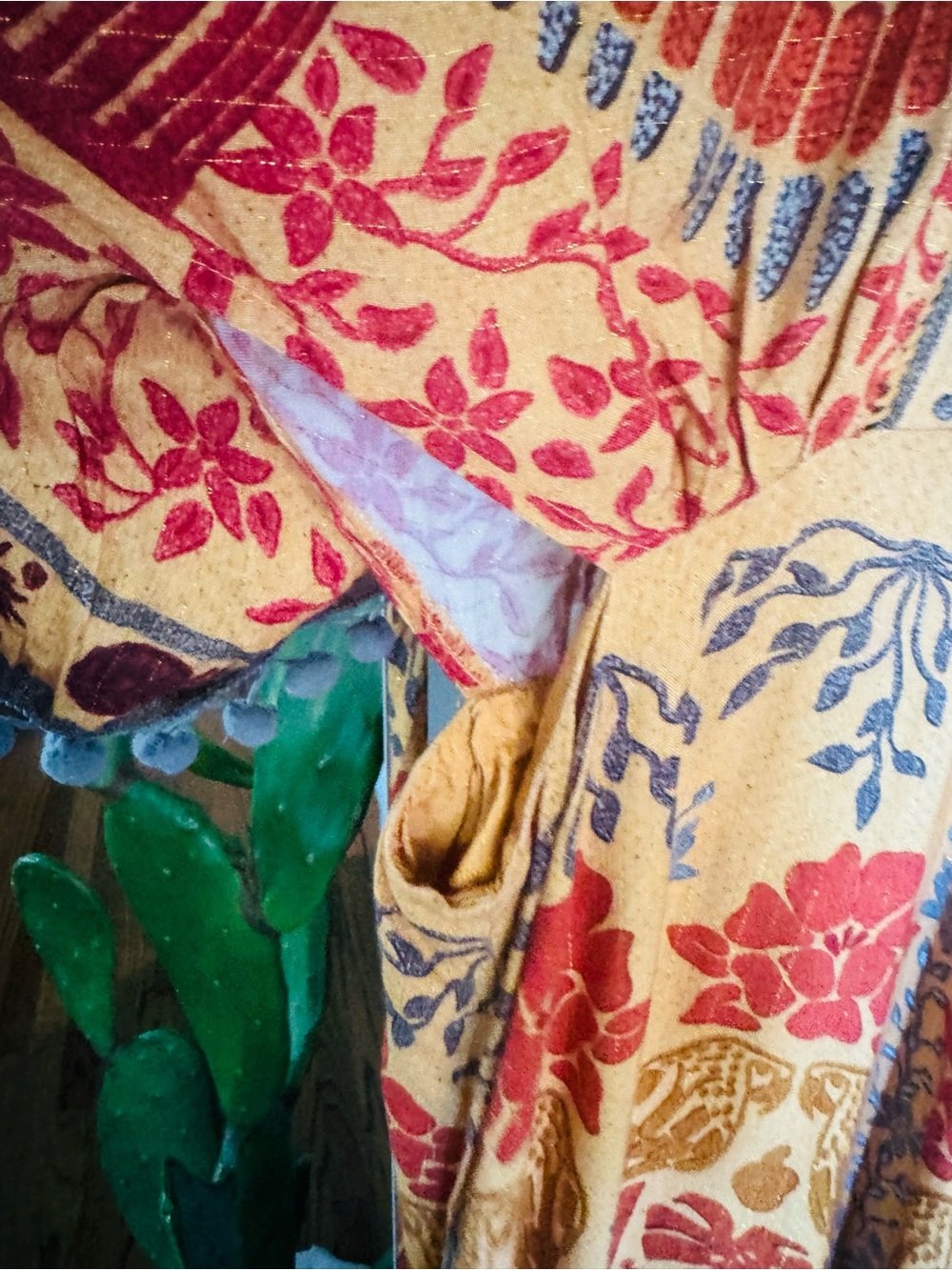 Farm rio sz m Boho Floral Print Midi Dress in Mustard gold details - Picture 10 of 13